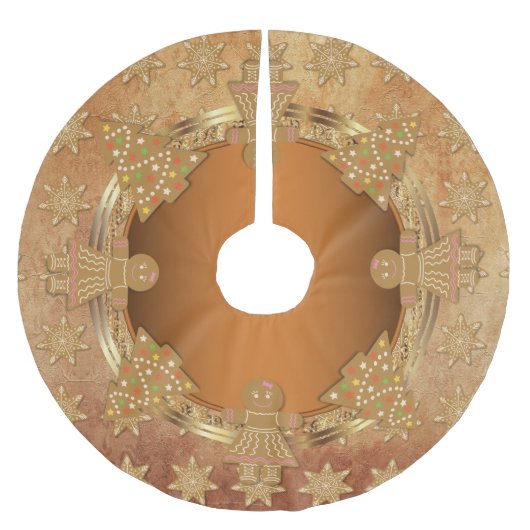 Vintag Gingerbrot Polyester Weihnachtsbaumdecke (Vorderseite)