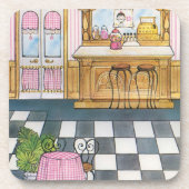 Vintag Gingham Ice Cream Parlor Getränkeuntersetzer (Vorderseite)