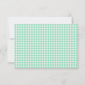Vintag Gingham Kariert Minze Green Personalisiert Mitteilungskarte (Rückseite)