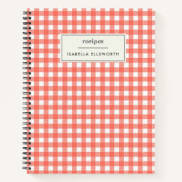 Vintag Gingham Kariert Red Personalisiert Recipe Notizblock