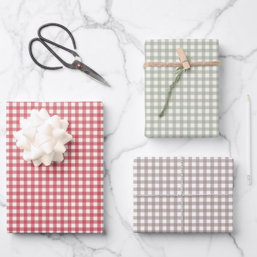 Vintag Gingham Personalisiert Weihnachten Geschenkpapier Set (Vorderseite)