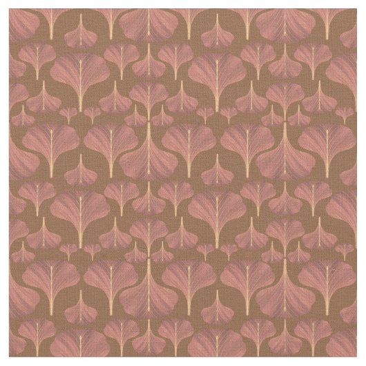 Vintag Gingko Brown Floral Pattern Stoff (Nahaufnahme)