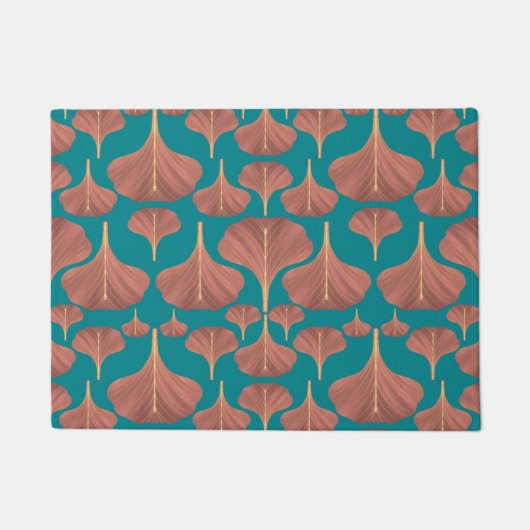 Vintag Ginkgo Aquamarines Blumenmuster Fußmatte (Vorderseite)