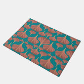 Vintag Ginkgo Aquamarines Blumenmuster Fußmatte (Schrägansicht)