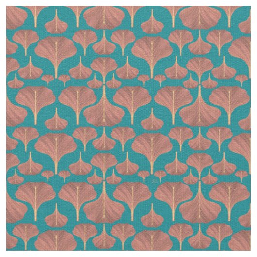 Vintag Ginkgo Aquamarines Blumenmuster Stoff (Nahaufnahme)