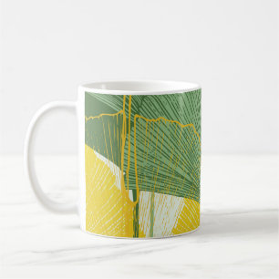 Vintag Ginkgo Biloba: Tropische Blätter Kaffeetasse