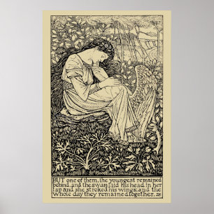Vintag Girl and Swan von Arthur Joseph Gaskin Poster
