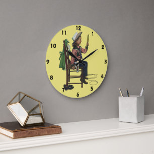 Vintag Girl Cowgirl Schauspielerin Mirror Sie ist Große Wanduhr