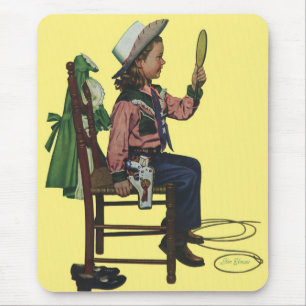 Vintag Girl Cowgirl Schauspielerin Mirror Sie ist  Mousepad