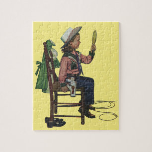 Vintag Girl Cowgirl Schauspielerin Mirror Sie ist  Puzzle