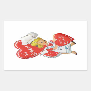 Vintag Girl Hi Sugar Lasst uns Valentinins Rectan  Rechteckiger Aufkleber