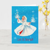 Vintag Girl Let It Snow Weihnachtskarte Karte (Gelbe Blume)