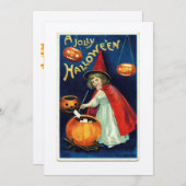 Vintag Girl & Pumpkin Hallowe'en Invasion Einladung (Vorne/Hinten)