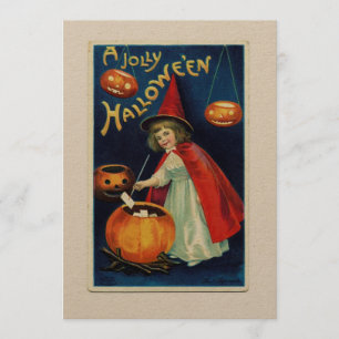 Vintag Girl & Pumpkin Hallowe'en Invasion Einladung