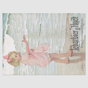 Vintag Girl Sandy Beach Französischer Typografie Seidenpapier