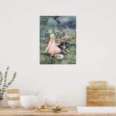 Vintag Girl with Dog von Anne Anderson Poster (Küche)