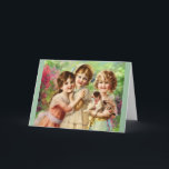 Vintag Girls Best Friends Geburtstag Karte<br><div class="desc">Ein niedliches und charmantes Vintages Portrait Viktorianischer Zeit Gemälde von drei besten Freundinnen und einem Welpen,  von Emile Vernon,  c. 1900.</div>