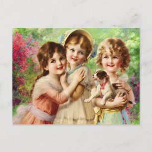 Vintag Girls Beste Freunde Postkarte
