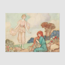 Vintag Girls Red Hair Princess Decoupage