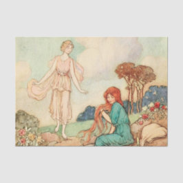 Vintag Girls Red Hair Princess Decoupage Seidenpapier