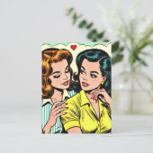 Vintag Girls Romance Comic Postkarte (Stehend Vorderseite)