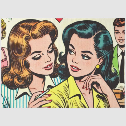 Vintag Girls Romance Comic Seidenpapier (Vorderseite)
