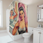 Vintag Girls Shower Illustration Duschvorhang (Beispiel)