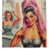 Vintag Girls Shower Illustration Duschvorhang (Vorderseite)