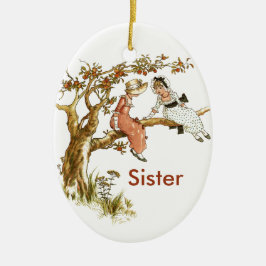 Vintag Girls Sisters Keramik Ornament
