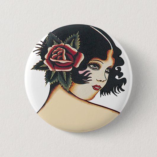 Vintag Girly Girl Button (Vorderseite)