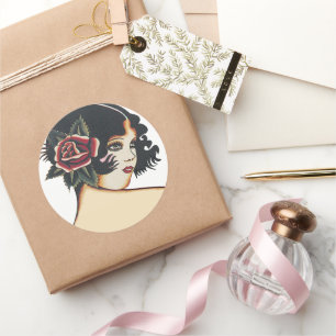 Vintag Girly Girl Runder Aufkleber