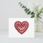 Vintag Girly Red Lace Heart Postkarte (Stehend Vorderseite)