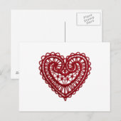 Vintag Girly Red Lace Heart Postkarte (Vorne/Hinten)