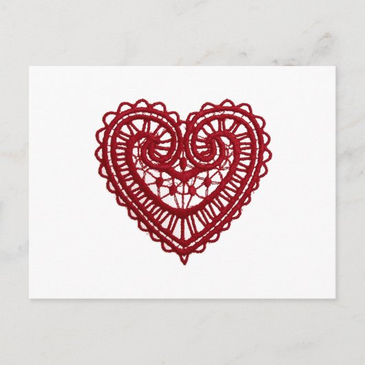 Vintag Girly Red Lace Heart Postkarte (Vorderseite)