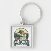 Vintag Glacier Nationalpark Reisen Postkarte Schlüsselanhänger (Vorne)