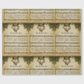 Vintag Glad Christmas Bells Carol Script drucken Geschenkpapier (Flach)