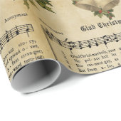 Vintag Glad Christmas Bells Carol Script drucken Geschenkpapier (Rolleneckpunkt)