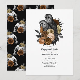 Vintag Glam Amber Owls Gothic Engagement Party Einladung
