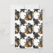 Vintag Glam Amber Owls Gothic Wedding RSVP Karte (Rückseite)