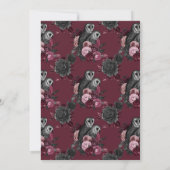 Vintag Glam Burgundy Owls Gothic Wedding Einladung (Rückseite)
