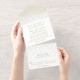 Vintag Glam Confetti Wedding Real Foil gepresst All-in-One-Einladung