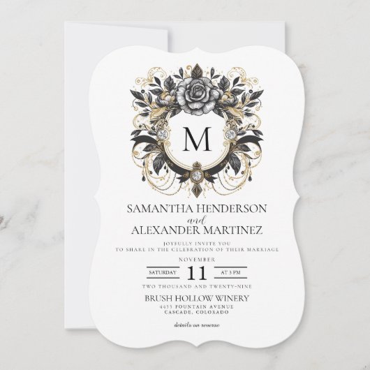 Vintag Glam Floral Einladung (Vorderseite)