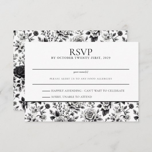 Vintag Glam Floral RSVP Karte (Vorne/Hinten)