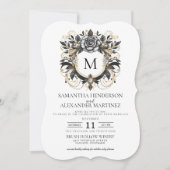 Vintag Glam Floral Wedding Einladung (Vorderseite)