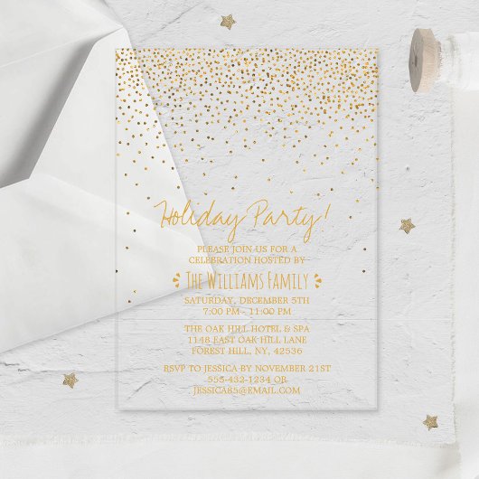 Vintag Glam Gold Confetti Acryleinladungen