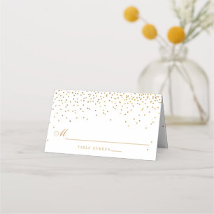 Vintag Glam Gold Confetti White Wedding Platzkarte