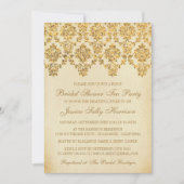 Vintag Glam Gold Damask Brautparty Einladung (Vorderseite)