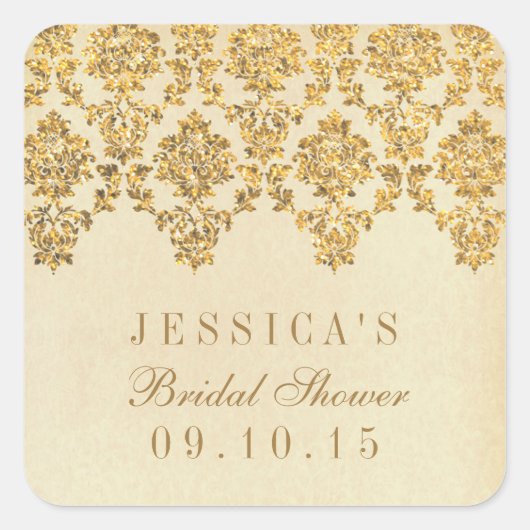 Vintag Glam Gold Damask Brautparty Stickers (Vorderseite)