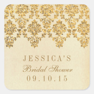 Vintag Glam Gold Damask Brautparty Stickers