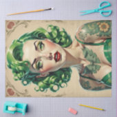 Vintag Glam Green Emerald Button Up Decoupage Seidenpapier (Basteln)